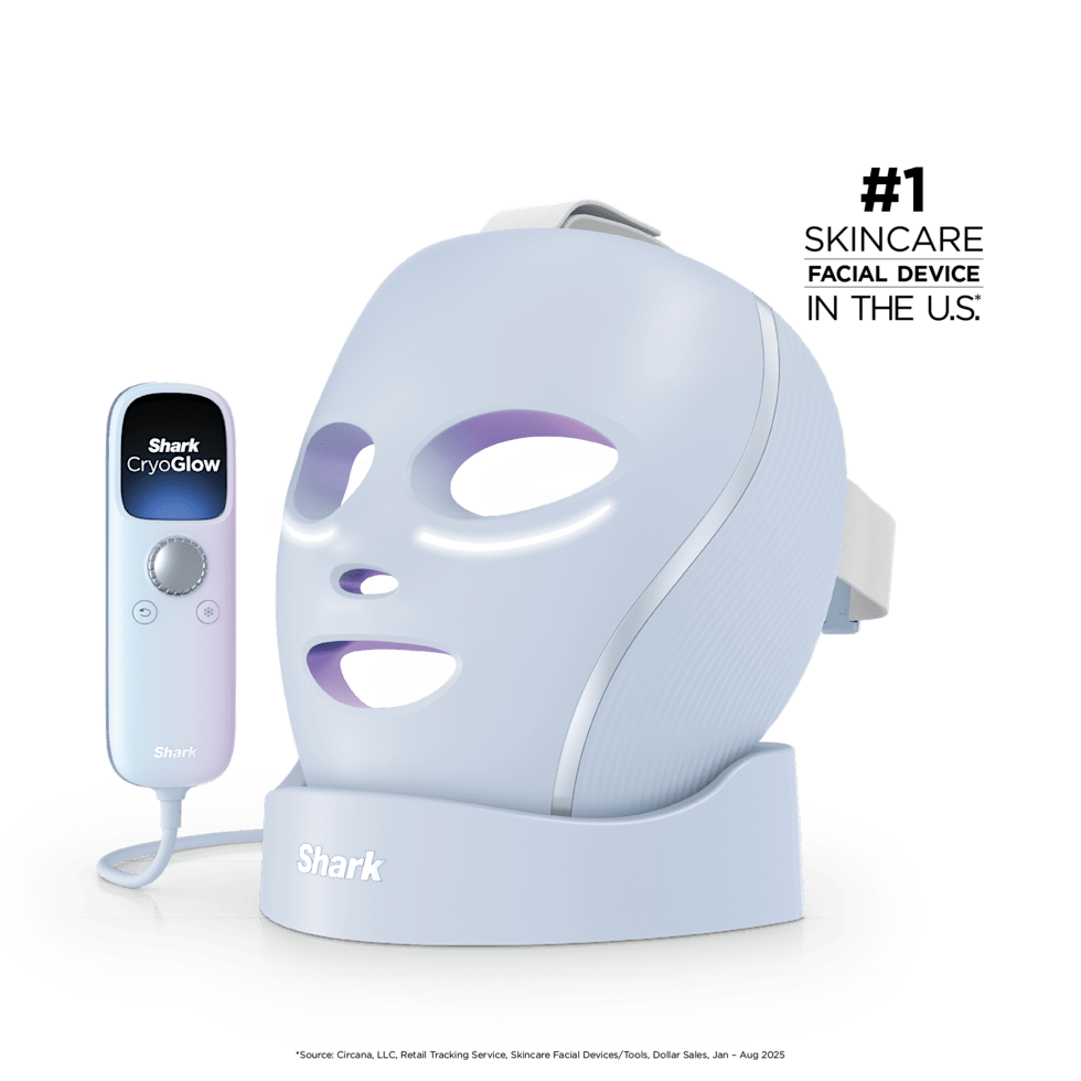 Shark CryoGlow™ LED Face Mask & Charging Stand in Blue