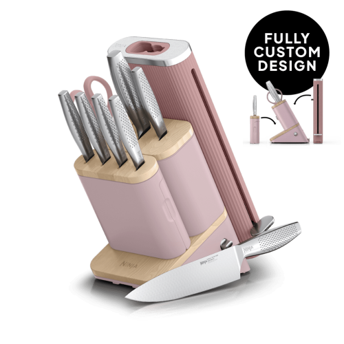Ninja NeverDull® Pro 10-Piece Premium Kitchen Knife Set & Steak Knives in Chai Pink